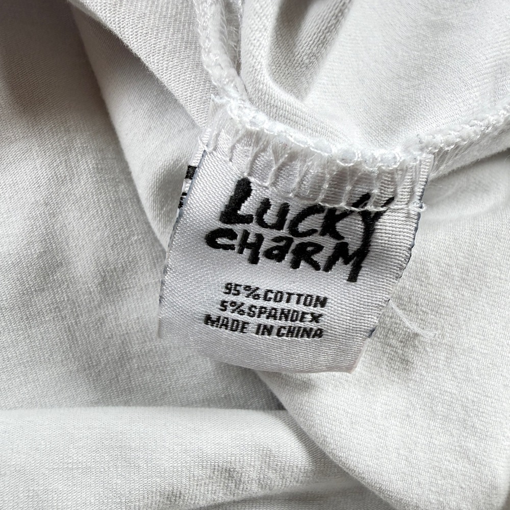 Lucky Charm T Shirt Men L White Skull Bunny Punk Goth Edgy Emo Street BKYS Y2K - Picture 13 of 15